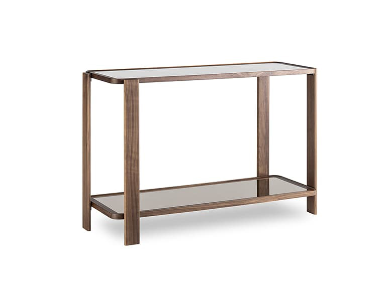 Freisteller einer Konsole aus Holz und Glas